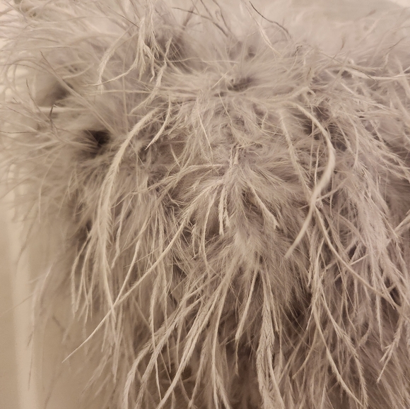 Club L LONDON Gray Ostrich  Feathered Tube Top - Picture 2 of 8